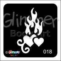 Glitter tattoo 018 Flaming Hearts Pack Of 5 (018 Flaming Hearts Pack Of 5)